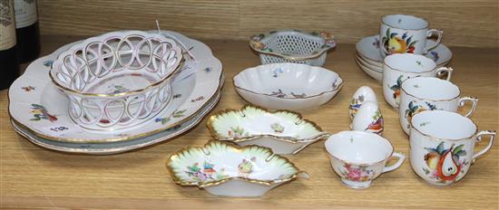 A collection of Herend porcelain tableware, including two oval serving dishes,